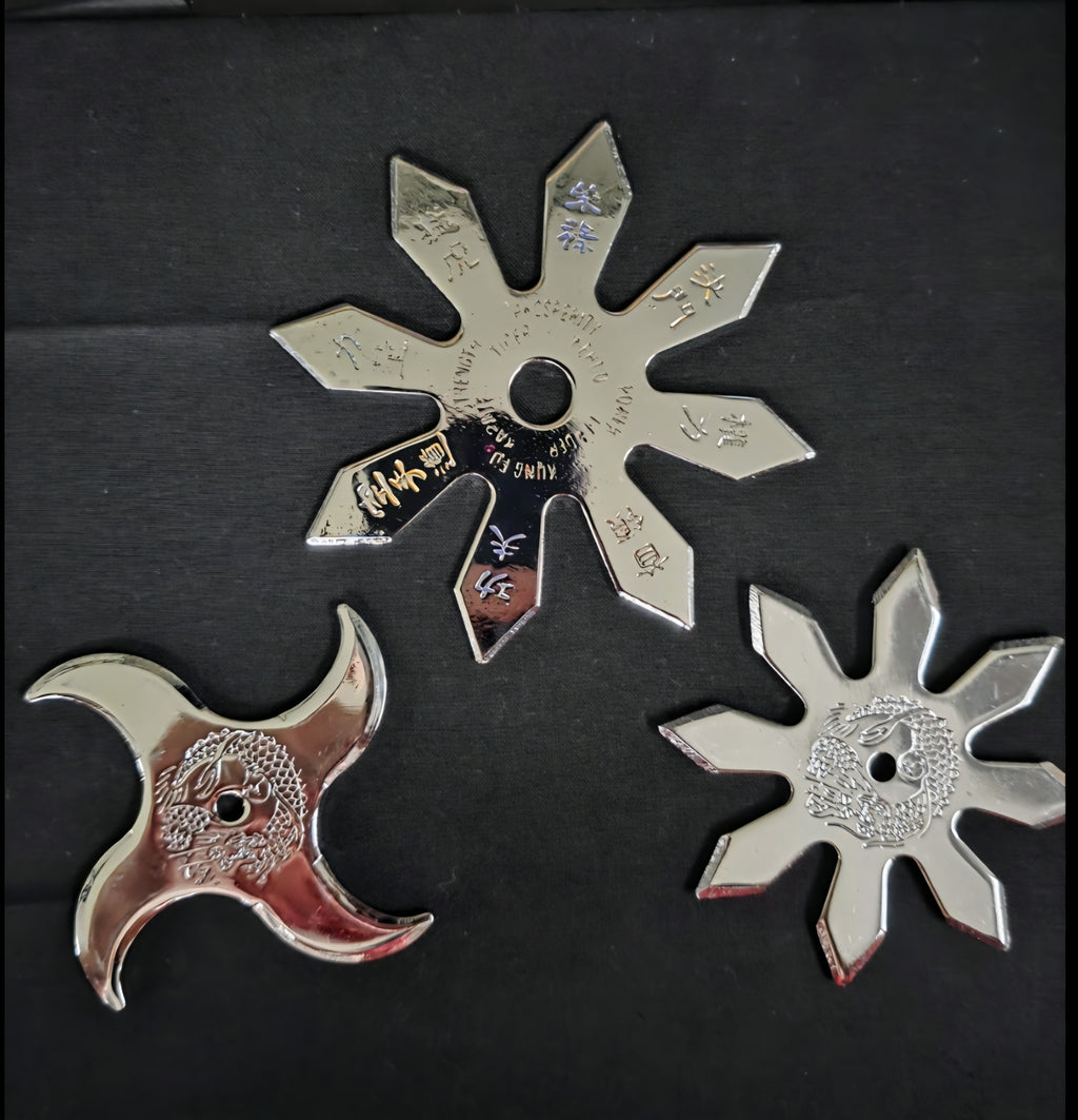 LOT 3 PIECE SILVER THROWING STARS TAIWAN 8056