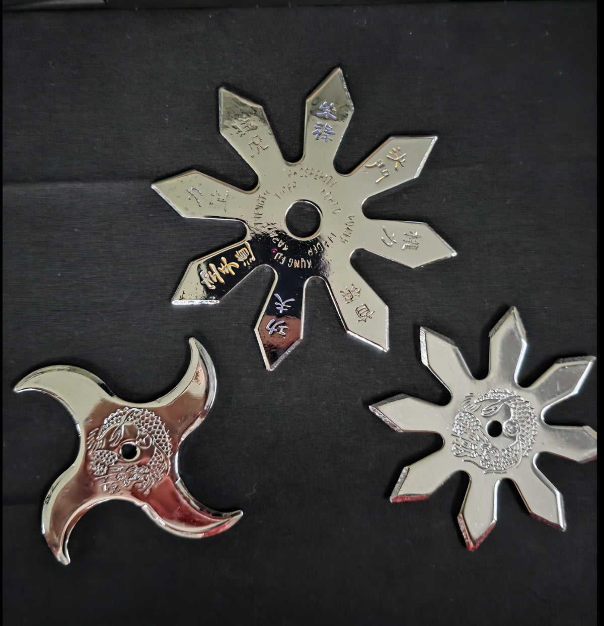 LOT 3 PIECE SILVER THROWING STARS TAIWAN 8056