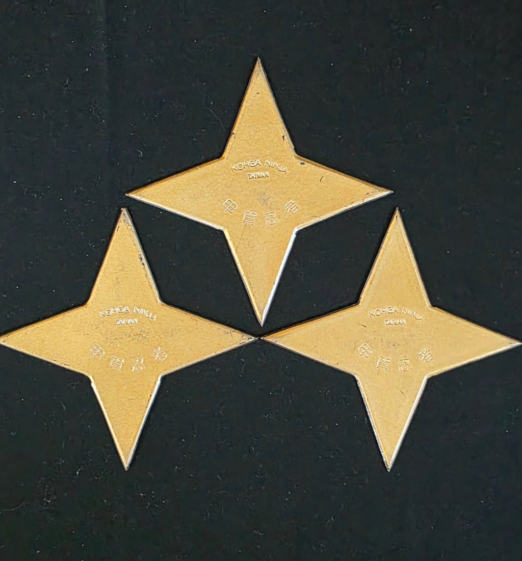 SET OF 3 RARE VINTAGE 4 POINT KOHGA NINJA THROWING STARS W/ CASE 4 INCH TAIWAN Ref 4040