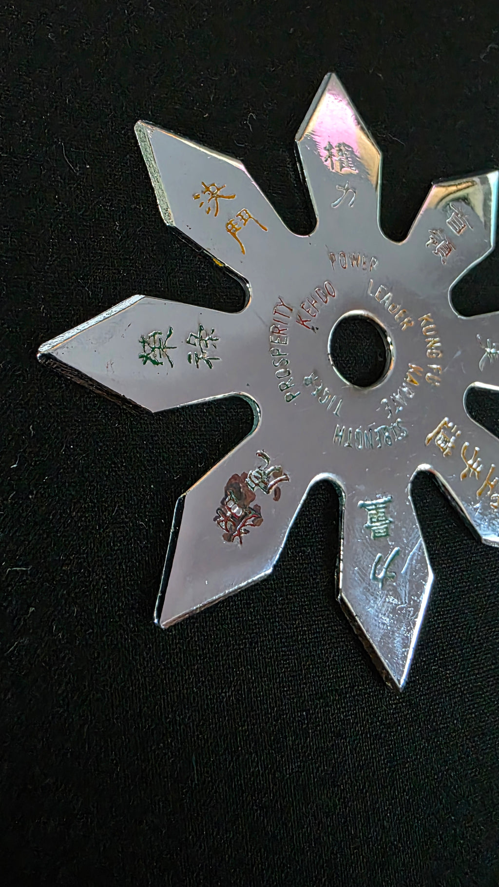 8 POINT SILVER W/ MULTICOLORED DESIGNS 3.25 INCH TAIWAN Ref 8064