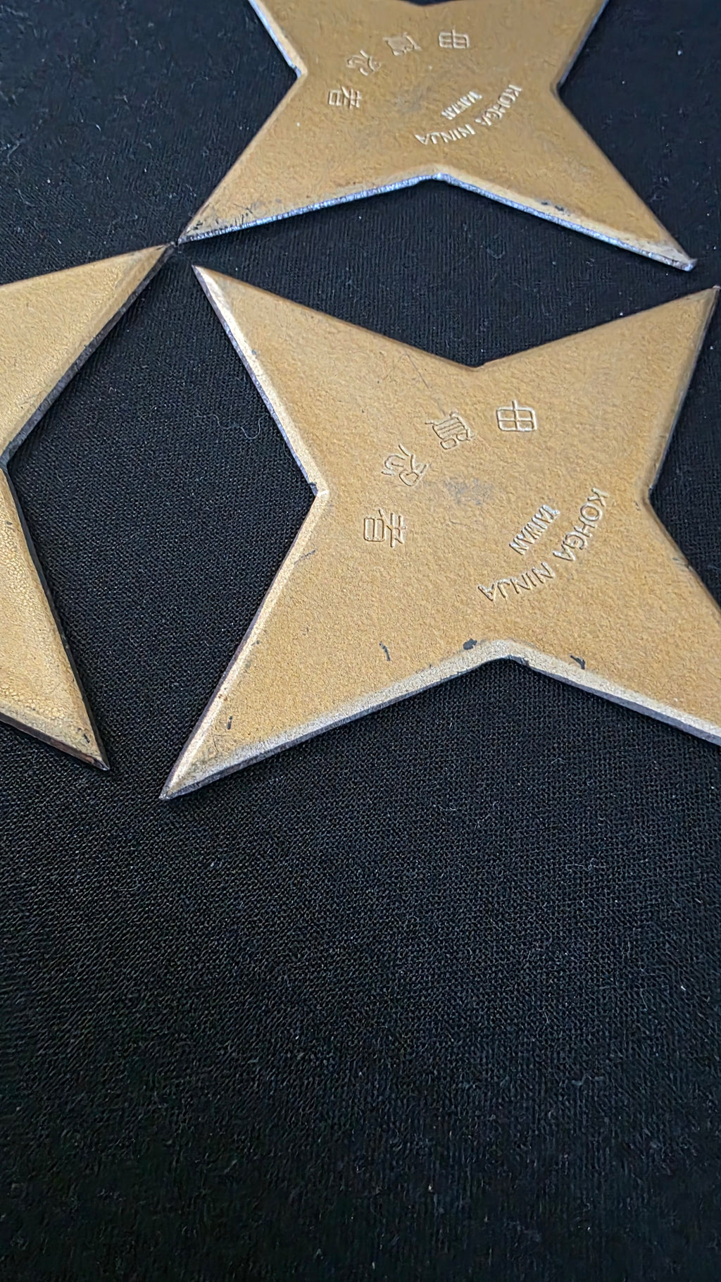 SET OF 3 RARE VINTAGE 4 POINT KOHGA NINJA THROWING STARS W/ CASE 4 INCH TAIWAN Ref 4040