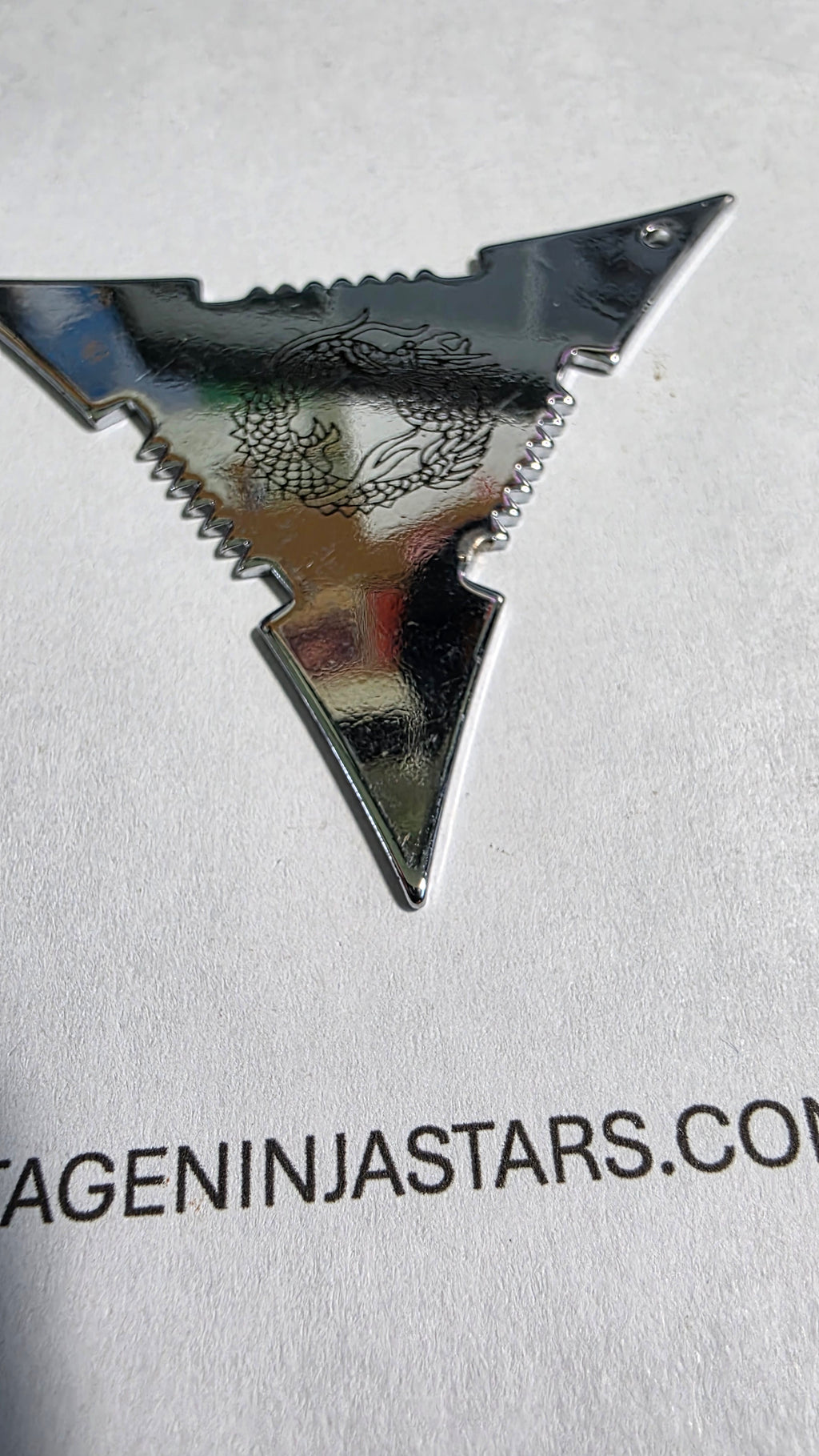 3 POINT SILVER TRIANGLE WITH DRAGON DESIGN Ref 3005