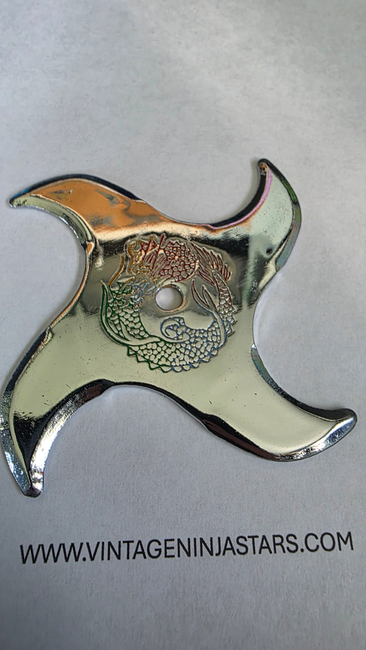 4 POINT SILVER W/ RAINBOW DRAGON 3 1/2 INCH TAIWAN Ref 4020