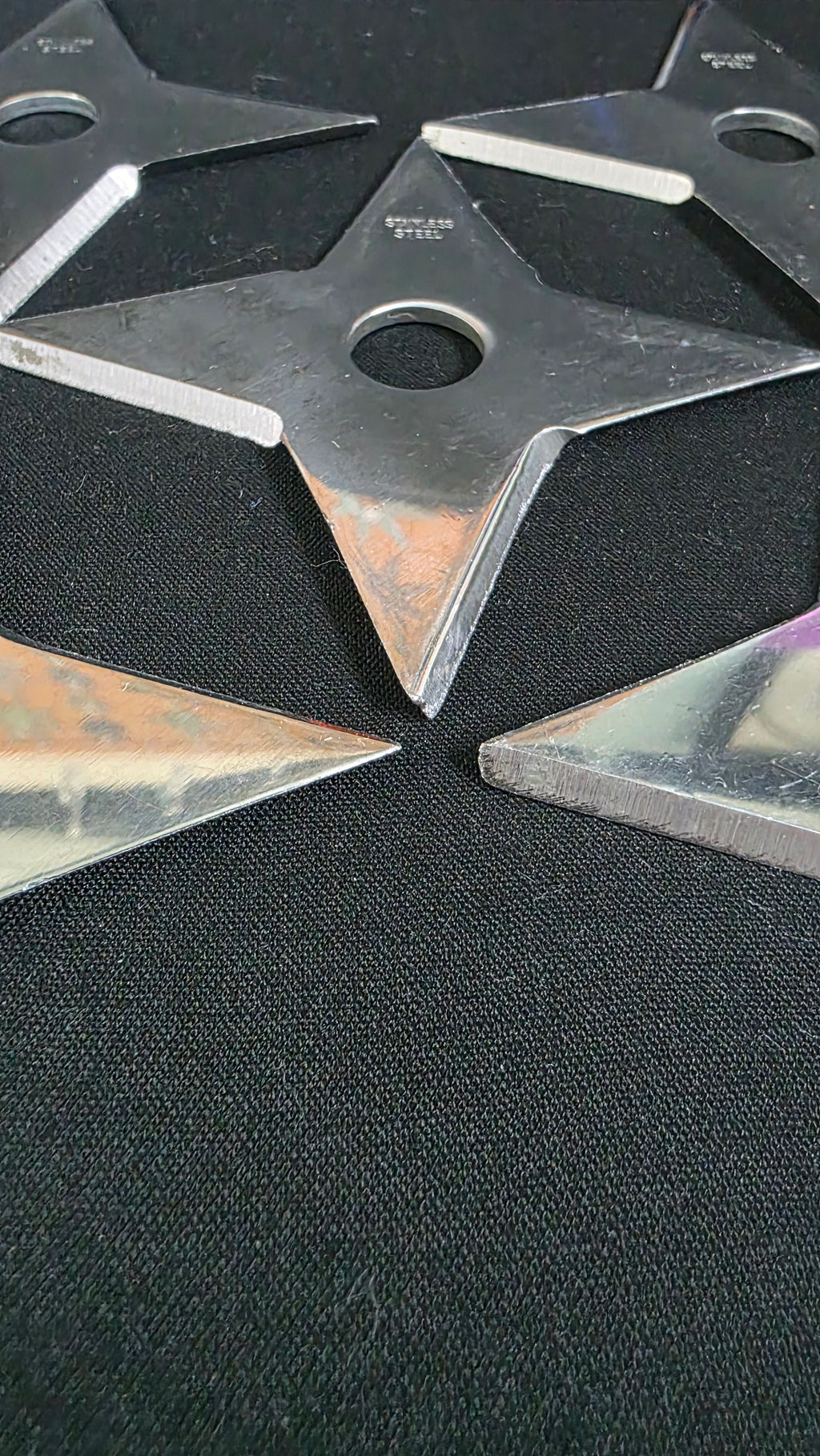 SET OF 5 STAINLESS 4 POINT SHURIKEN 3.75 INCH W/ CASE Ref 4041