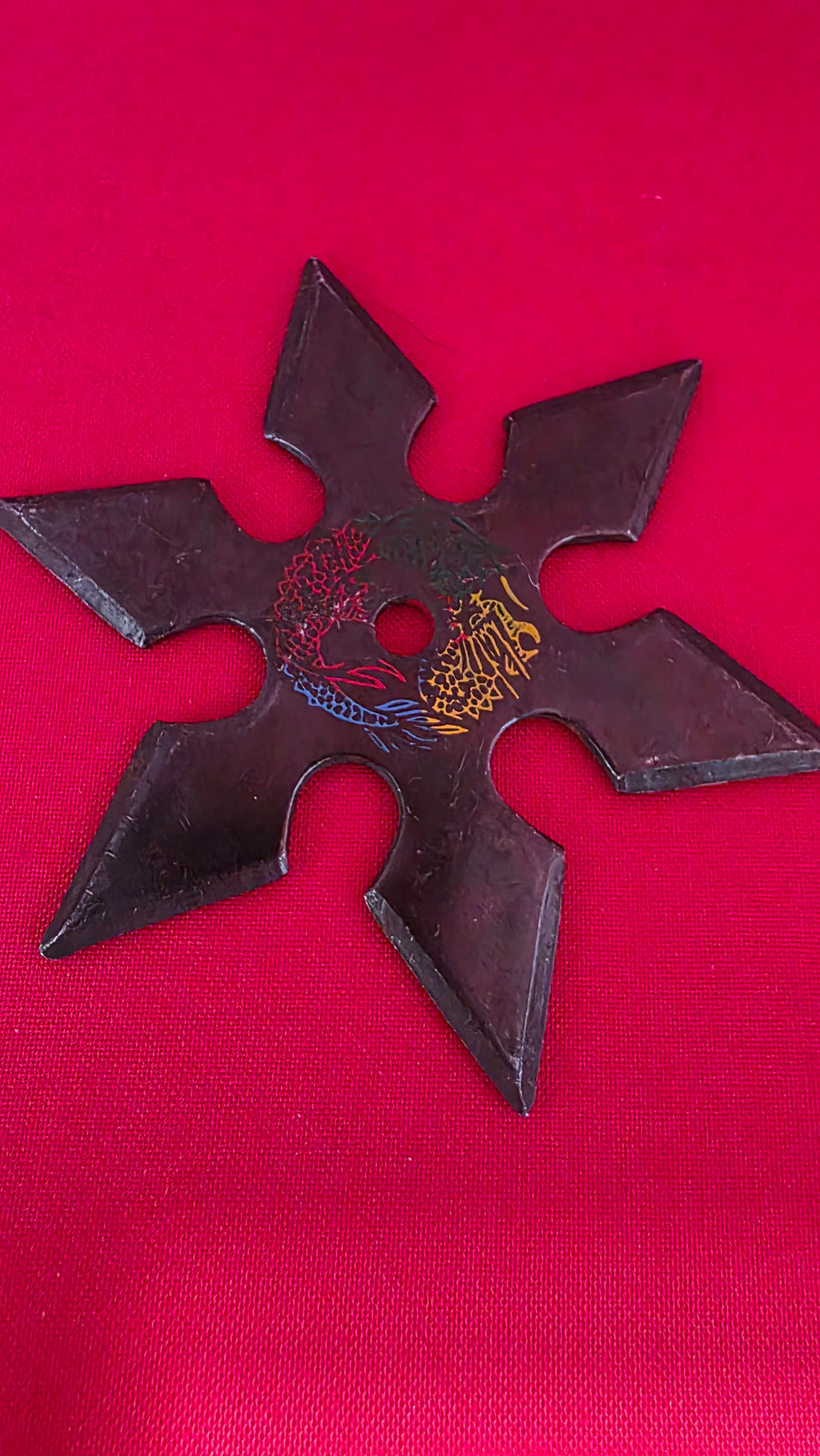 6 POINT BLACK W/ RAINBOW DRAGON DESIGN TAIWAN 3.5 INCH Ref 6008