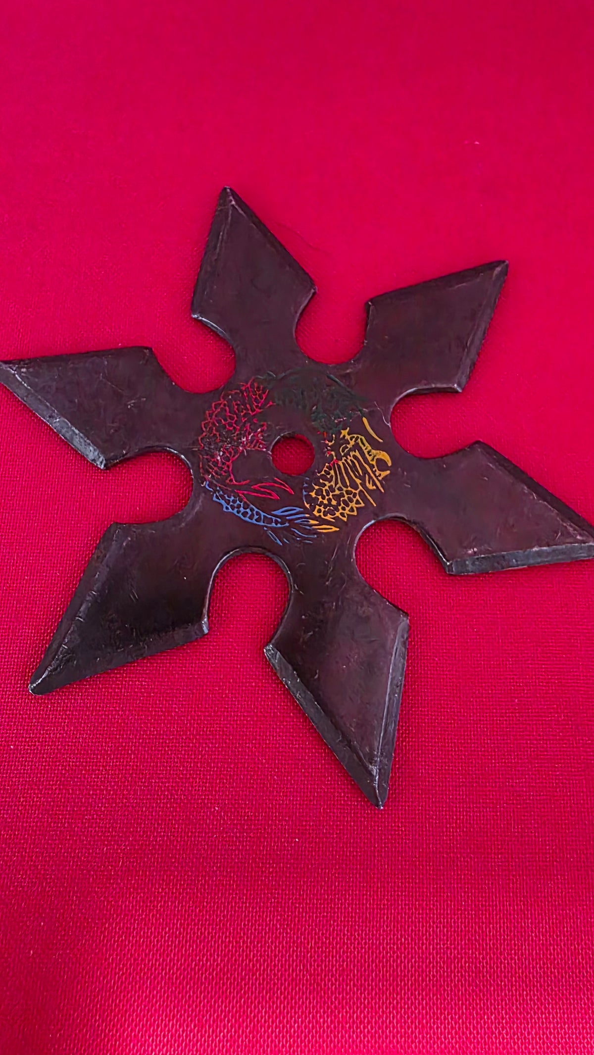 6 POINT BLACK W/ RAINBOW DRAGON DESIGN TAIWAN 3.5 INCH Ref 6008