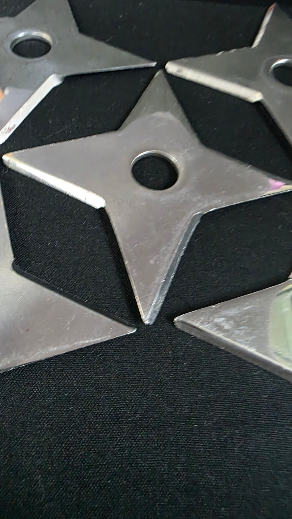 SET OF 5 STAINLESS 4 POINT SHURIKEN 3.75 INCH W/ CASE Ref 4041