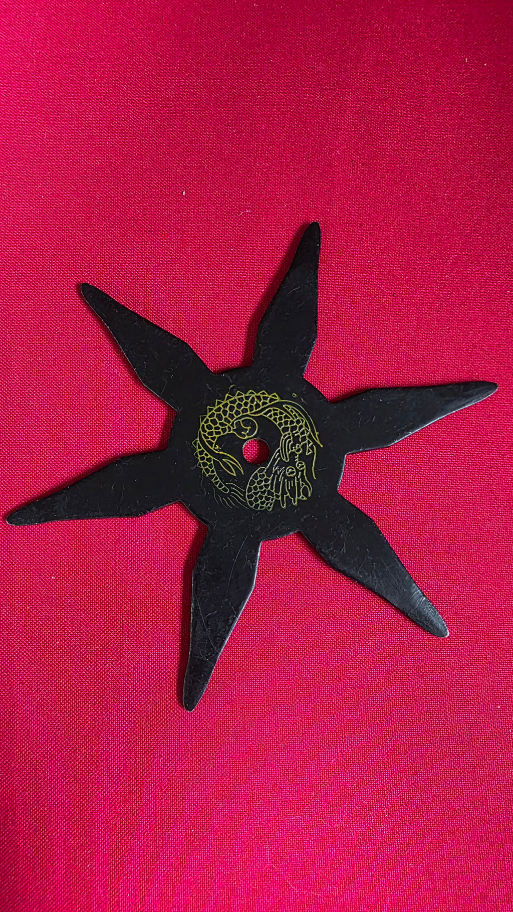 6 POINT BLACK W/ YELLOW DRAGON DESIGN 4.5 INCH TAIWAN Ref 6016