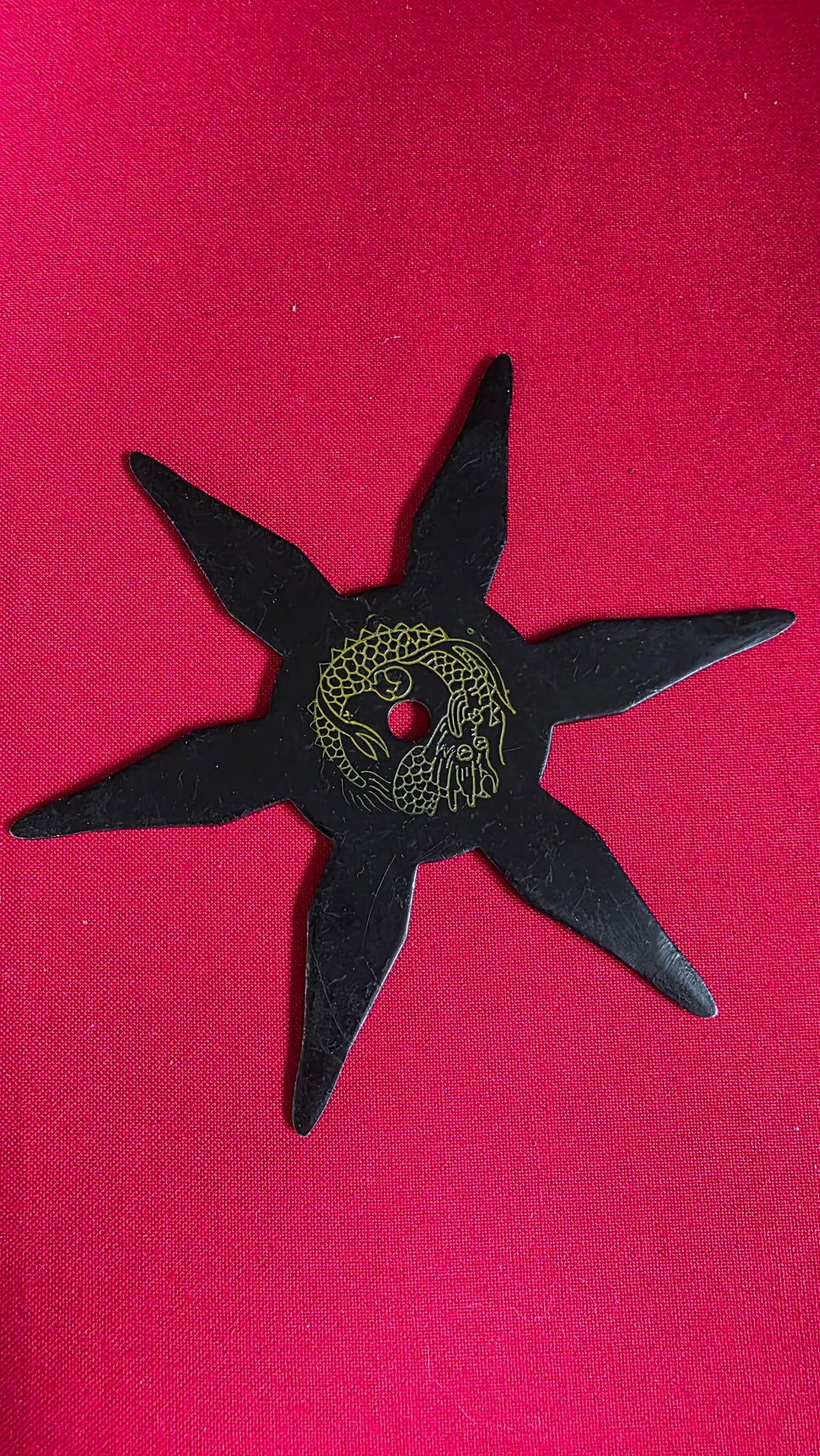 6 POINT BLACK W/ YELLOW DRAGON DESIGN 4.5 INCH TAIWAN Ref 6016