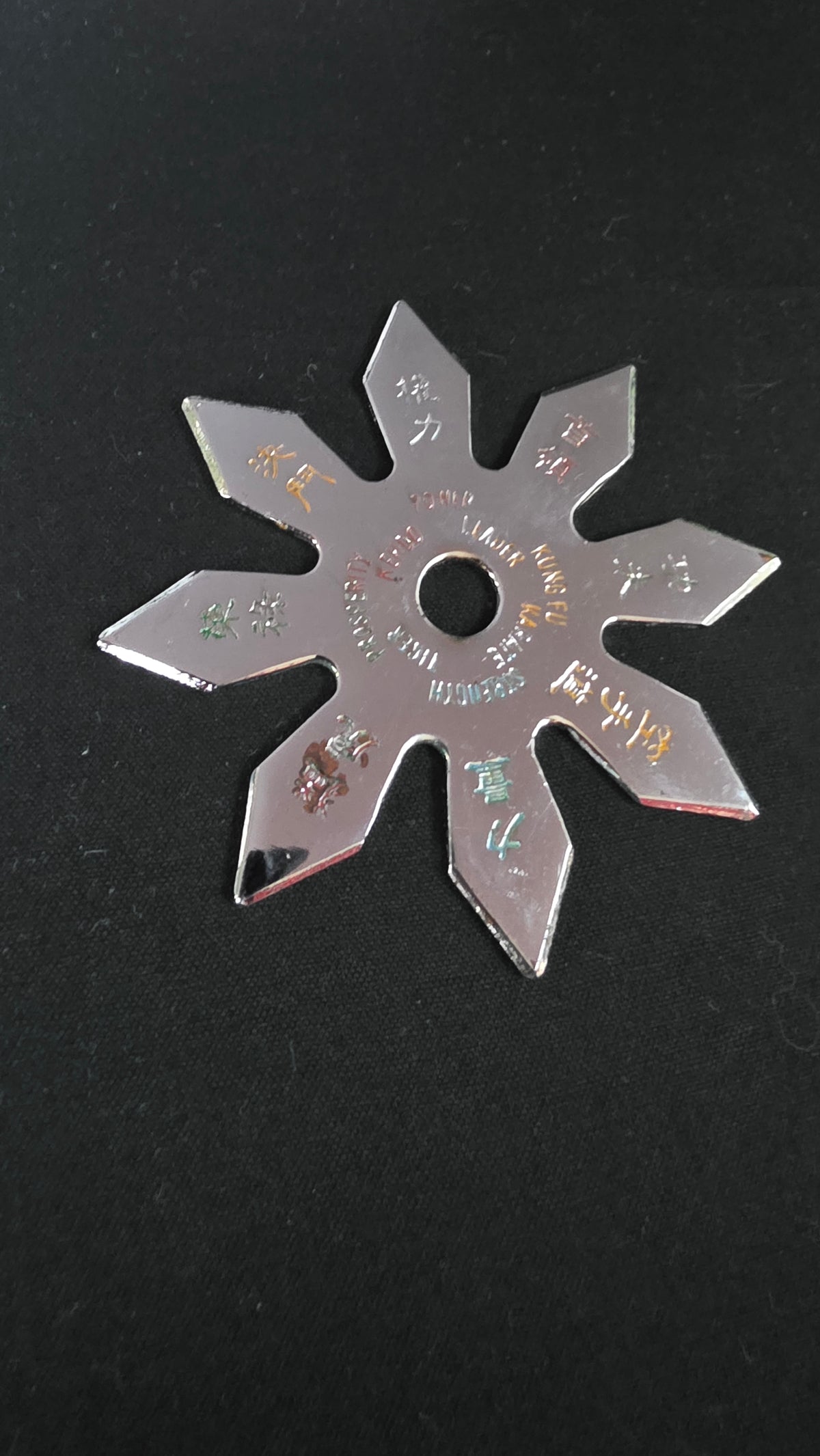 8 POINT SILVER W/ MULTICOLORED DESIGNS 3.25 INCH TAIWAN Ref 8064