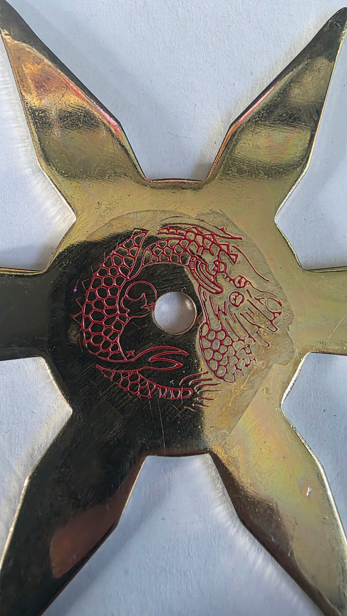 6 POINT GOLD MISSLE POINT W/ DRAGON DESIGN 4 1/2 INCH TAIWAN Ref 6003