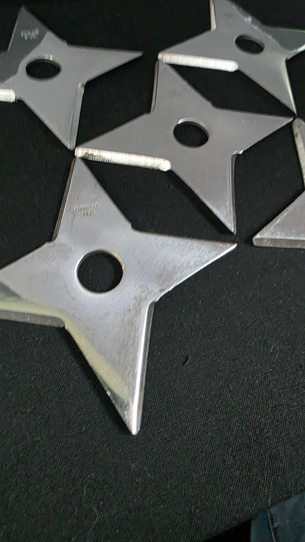 SET OF 5 STAINLESS 4 POINT SHURIKEN 3.75 INCH W/ CASE Ref 4041