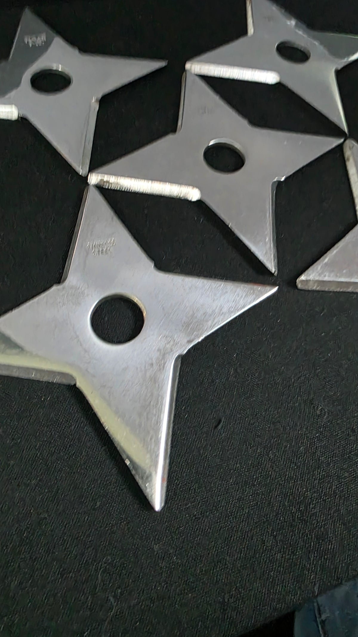 SET OF 5 STAINLESS 4 POINT SHURIKEN 3.75 INCH W/ CASE Ref 4041