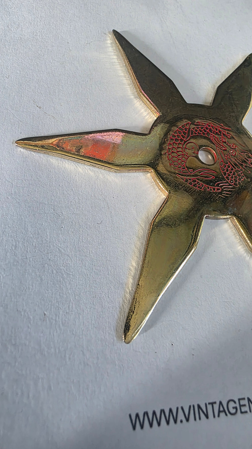 6 POINT GOLD MISSLE POINT W/ DRAGON DESIGN 4 1/2 INCH TAIWAN Ref 6003