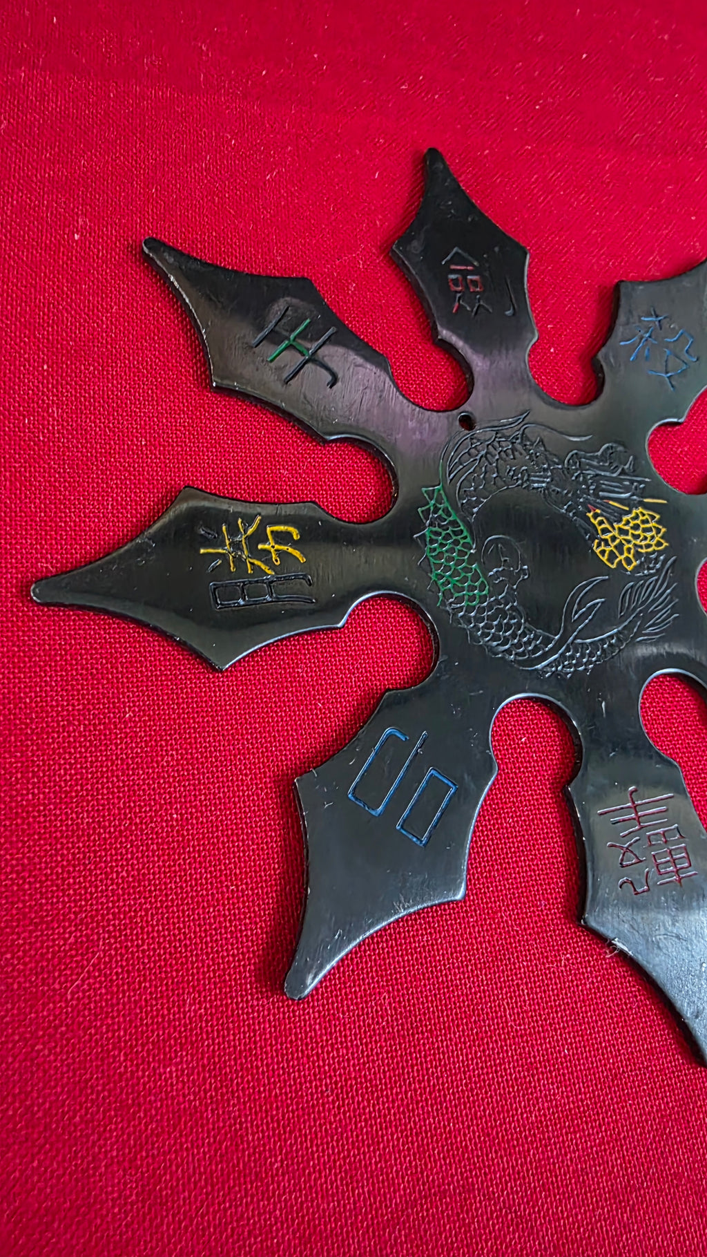 8 POINT BLACK W/ MULTICOLORED DESIGNS 4 INCH TAIWAN Ref 8062