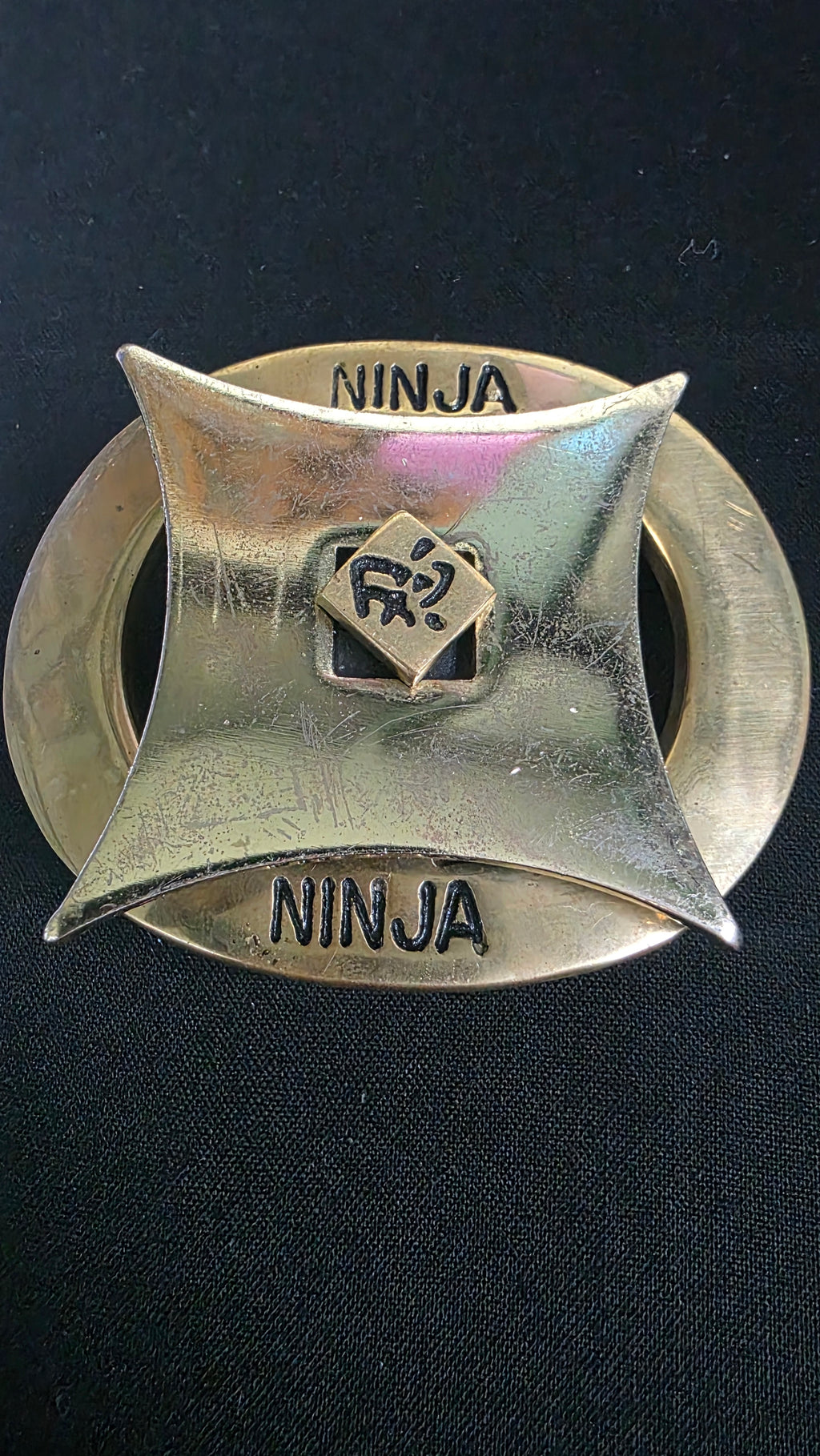 VINTAGE 4 POINT SHURIKEN NINJA BELT BUCKLE TAIWAN Ref 4028