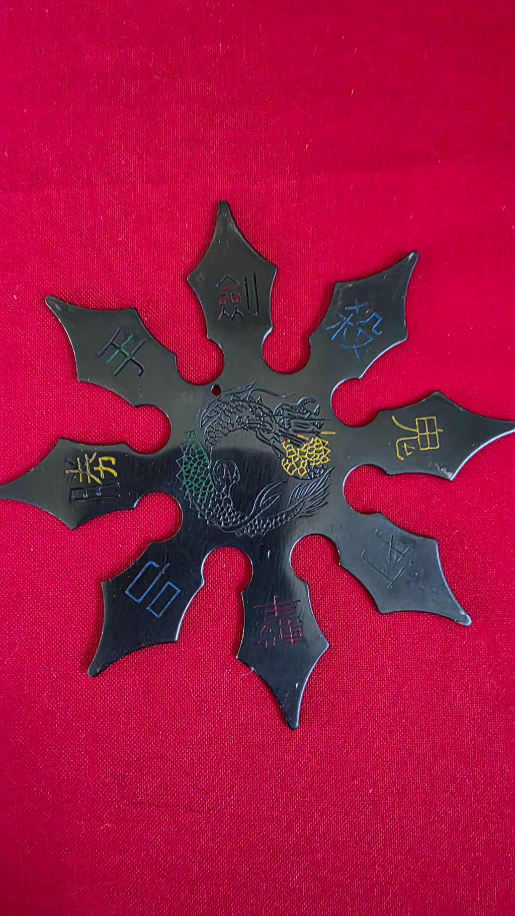 8 POINT BLACK W/ MULTICOLORED DESIGNS 4 INCH TAIWAN Ref 8062