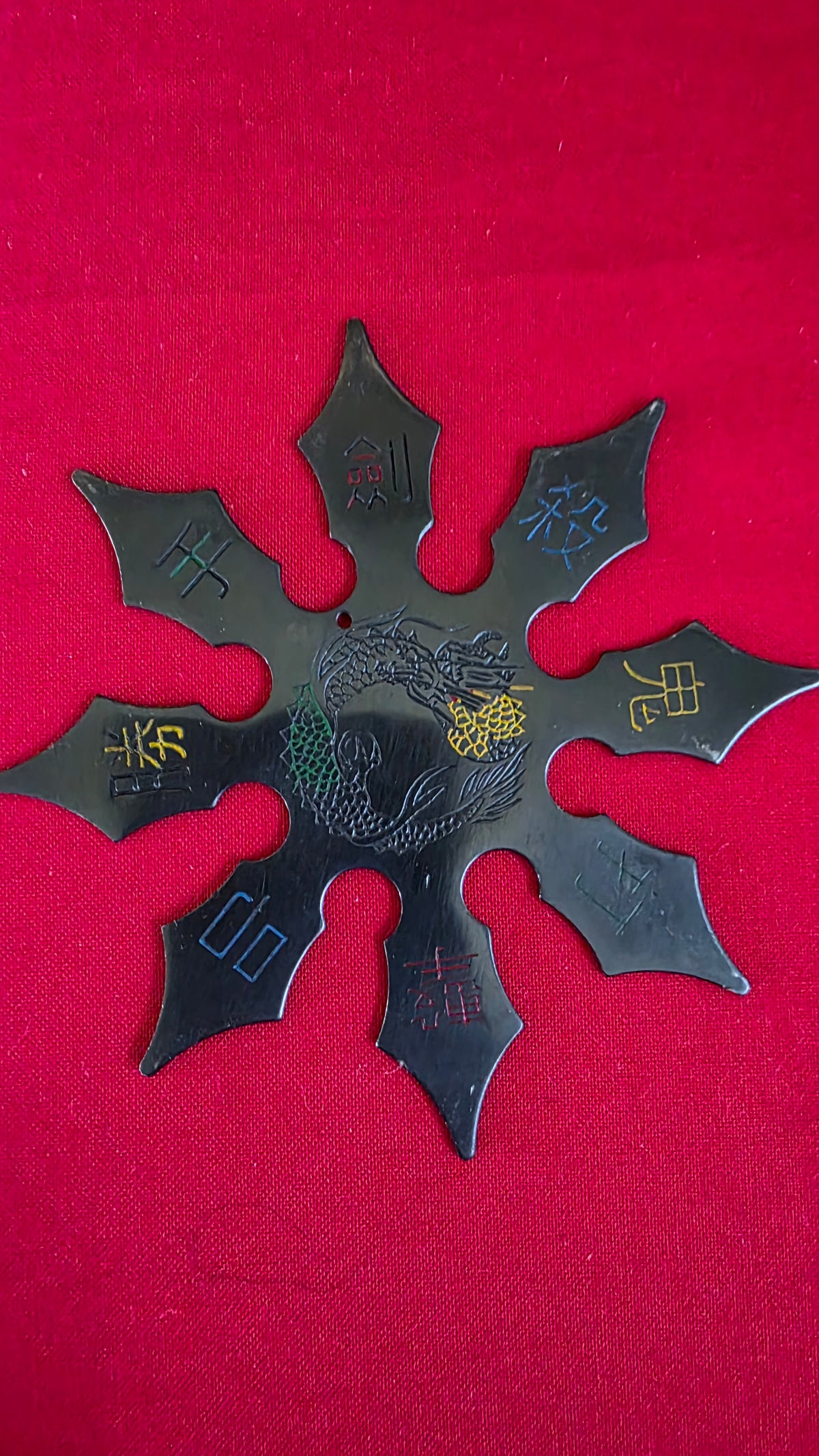 8 POINT BLACK W/ MULTICOLORED DESIGNS 4 INCH TAIWAN Ref 8062